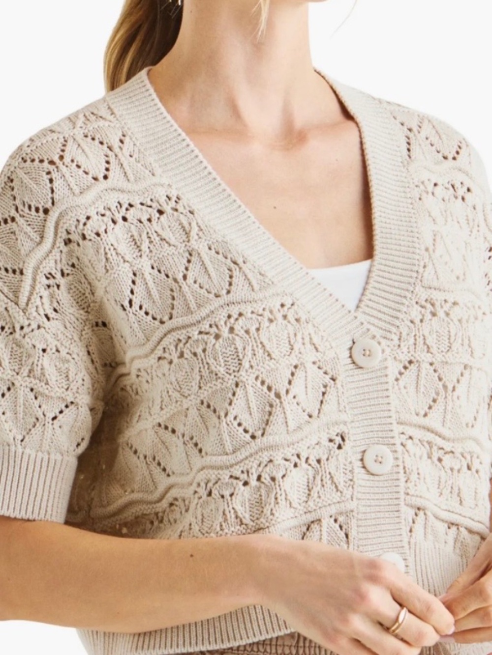 Splendid Open Stitch Cotton Boho Cardigan Size M